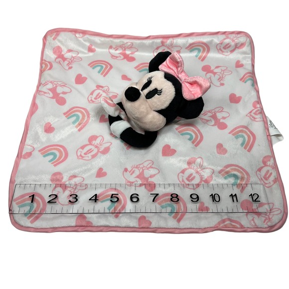 Disney Baby Minnie Mouse Lovey Pink 14 x 14 Soft Cuddly Blanket - Picture 5 of 6
